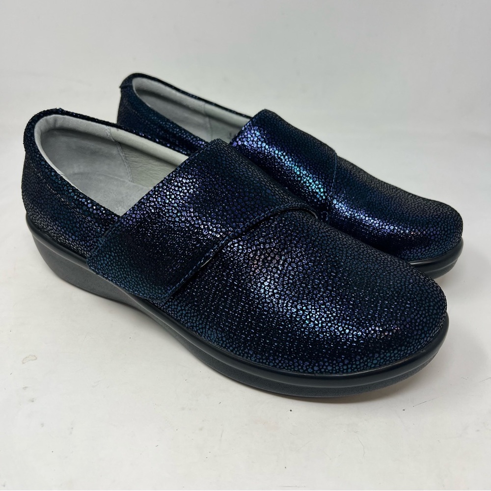 Alegria Lauryn LAU-302 Womens 38 8-8.5 Cosmos Blue Metallic Leather Clogs